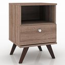Ver imagem 1 de Mesa de Cabeceira 1 Gaveta 1 Nicho com Pés Retrô - Rústico