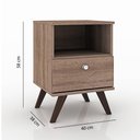 Ver imagem 4 de Mesa de Cabeceira 1 Gaveta 1 Nicho com Pés Retrô - Rústico
