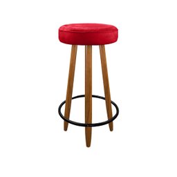 Banco Banqueta Alta Camila Estofada para Bancada e Bar Vermelho - 1