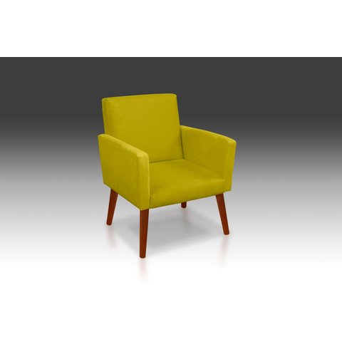 Poltrona Decorativa Nina Suede Amarelo - Pandora Decor