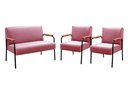 Ver imagem 1 de Kit Namoradeira + 2 Poltronas Jade Braço Metal Decoração Sala Escritório  - Suede Rosa