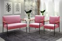Ver imagem 2 de Kit Namoradeira + 2 Poltronas Jade Braço Metal Decoração Sala Escritório  - Suede Rosa