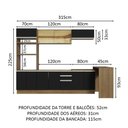 Ver imagem 4 de Armário de Cozinha Completa 315cm Rustic/Preto Glamy Madesa 01