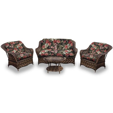 Conjunto de Sofás Fibra Sintética Nairóbi - 1 Sofá 2 L + 2 Poltronas + 1 Mesa Centro - Tecido Maui P