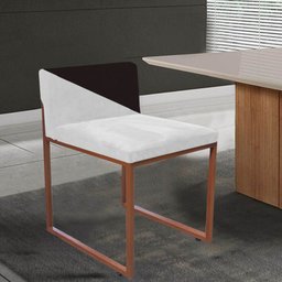 Kit 02 Cadeira Office Lee Duo Sala de Jantar Industrial Ferro Bronze Corino Branco e Marrom - Amey D - 2