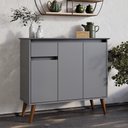 Ver imagem 3 de Aparador Buffet Veneza Moderno 3 Portas 1 Gaveta 93cm Cinza EJ Móveis