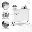 Ver imagem 6 de Aparador Buffet Veneza Moderno 3 Portas 1 Gaveta 93cm Cinza EJ Móveis