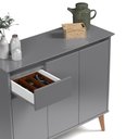 Ver imagem 7 de Aparador Buffet Veneza Moderno 3 Portas 1 Gaveta 93cm Cinza EJ Móveis