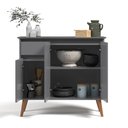 Ver imagem 5 de Aparador Buffet Veneza Moderno 3 Portas 1 Gaveta 93cm Cinza EJ Móveis