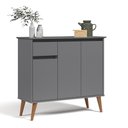 Ver imagem 1 de Aparador Buffet Veneza Moderno 3 Portas 1 Gaveta 93cm Cinza EJ Móveis