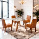 Ver imagem 1 de Sala de Jantar 90x90 Mavie Mdf/vidro 4 Cadeiras Caramelo