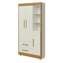 Ver imagem 1 de Guarda Roupa Infantil Flocos 3 Portas Off White Amadeirado Acetinado - Tigus
