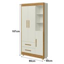 Ver imagem 2 de Guarda Roupa Infantil Flocos 3 Portas Off White Amadeirado Acetinado - Tigus