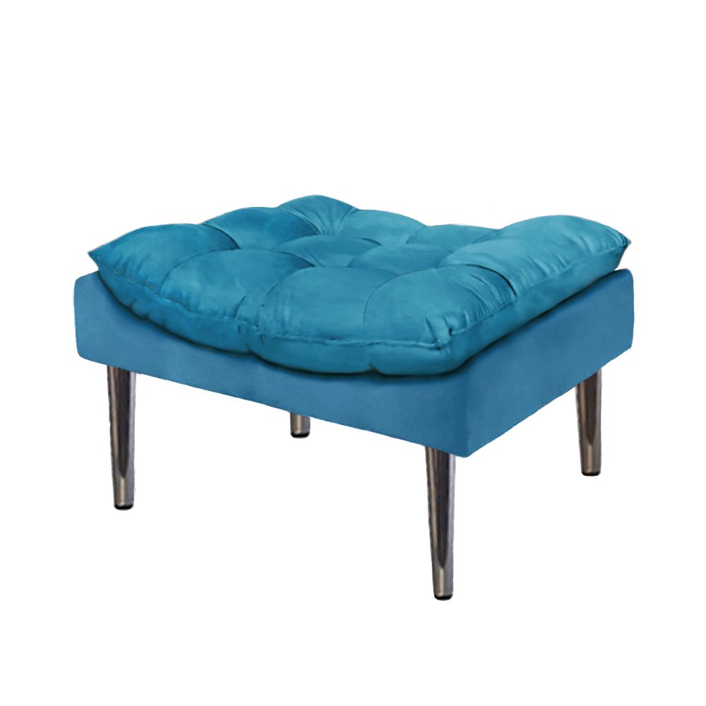 Kit Poltrona + Puff Tati Suede Azul Turqueza Dominic Decor