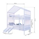 Ver imagem 3 de Beliche Solteiro Casinha com Cortina Kit Escada/Escorregador Grade Proteção Madeira Maciça Branco