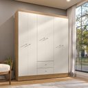 Ver imagem 5 de Guarda Roupa Casal Versa 6 Portas Freijó Off White Fosco com Armário Multiuso Aura Freijó Fosco - Ki
