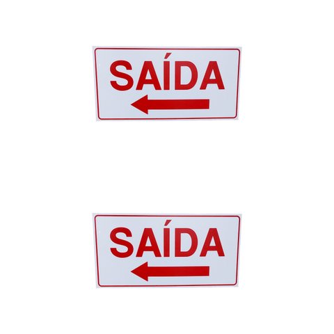 Kit 2 Placa de Sinalização Saida Seta para Esquerda 15x30 Cm