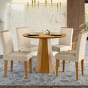 Ver imagem 2 de Conjunto Sala de Jantar Mesa Isis 100x100 sem Vidro 4 Cadeiras Amanda Ype/linho Palha