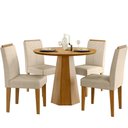 Ver imagem 1 de Conjunto Sala de Jantar Mesa Isis 100x100 sem Vidro 4 Cadeiras Amanda Ype/linho Palha