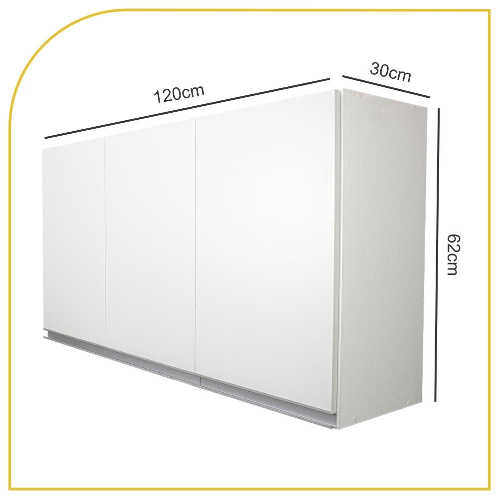 Armário Aéreo Multiuso 120cm 3 Portas para Cozinha - 2