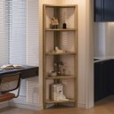 Ver imagem 3 de Estante de Canto Zoe em Madeira Maciça Cor Nogueira 5 Níveis