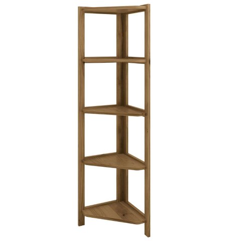 Estante de Canto Zoe em Madeira Maciça Cor Nogueira 5 Níveis