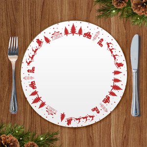 Mesa Posta Sousplat Natal Branco e Vermelho