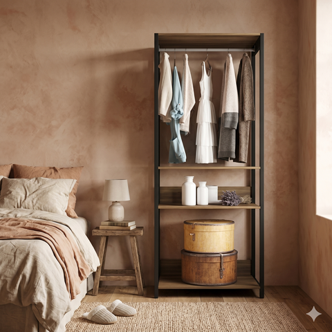 Módulo para Closet 2 Prateleiras Aberto Byte Marrom/Mel/Preto