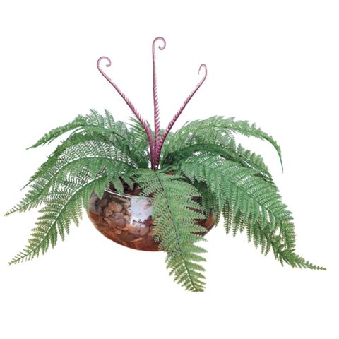 Arranjo Flor Artificial Samambaia Renda Verde Vaso Terrário