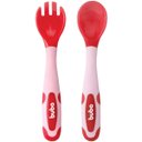 Ver imagem 1 de Kit Talheres para Bebê Flexíveis e Termossensíveis Garfo e Colher Silicone Buba Rosa