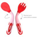 Ver imagem 3 de Kit Talheres para Bebê Flexíveis e Termossensíveis Garfo e Colher Silicone Buba Rosa