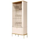 Ver imagem 1 de Cristaleira Sala de Estar Tucupí com 3 Portas e Pés de Metal Off White/nature/dourado