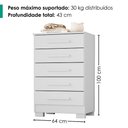 Ver imagem 3 de Comoda 5 Gavetas 64 cm Paola Branco Rudk