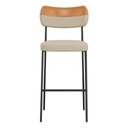 Ver imagem 2 de Banqueta Alta Cozinha Lila Estofada com Encosto Couríssimo Whisky Linho Bege - Desk Design
