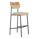 Ver imagem 1 de Banqueta Alta Cozinha Lila Estofada com Encosto Couríssimo Whisky Linho Bege - Desk Design
