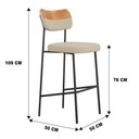 Ver imagem 4 de Banqueta Alta Cozinha Lila Estofada com Encosto Couríssimo Whisky Linho Bege - Desk Design
