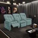 Ver imagem 2 de Poltrona Reclinável 3 Lugares para Sala de Cinema Romeo F05 Veludo Azul Claro - Lyam Decor