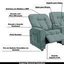 Ver imagem 3 de Poltrona Reclinável 3 Lugares para Sala de Cinema Romeo F05 Veludo Azul Claro - Lyam Decor