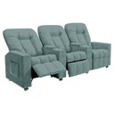 Ver imagem 1 de Poltrona Reclinável 3 Lugares para Sala de Cinema Romeo F05 Veludo Azul Claro - Lyam Decor
