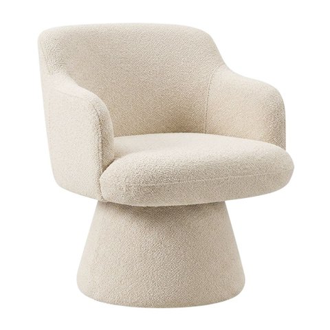 Poltrona Jade Base Cone Giratória Bouclé Off White - Nexta Casa