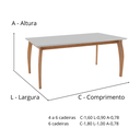 Ver imagem 3 de Mesa Binah Tampo Off-white de Vidro Colado em Base de Madeira Freijó e Pés Madeira Maciça Medidas1,8