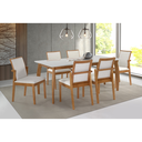 Ver imagem 4 de Mesa Binah Tampo Off-white de Vidro Colado em Base de Madeira Freijó e Pés Madeira Maciça Medidas1,8