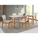 Ver imagem 2 de Mesa Binah Tampo Off-white de Vidro Colado em Base de Madeira Freijó e Pés Madeira Maciça Medidas1,8