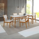 Ver imagem 6 de Mesa Binah Tampo Off-white de Vidro Colado em Base de Madeira Freijó e Pés Madeira Maciça Medidas1,8