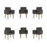 Kit 06 Poltronas Decorativa Recepção Oferta Courino Balaqui Cor:courino Cinza - 1