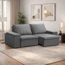 Ver imagem 3 de Sofá 3 Lugares Retrátil Reclinável para Sala 205cm Malfati F04 Veludo Cinza - Lyam Decor