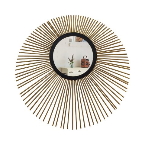 Espelho decorativo de parede redondo com moldura palitada Saturno Dourado