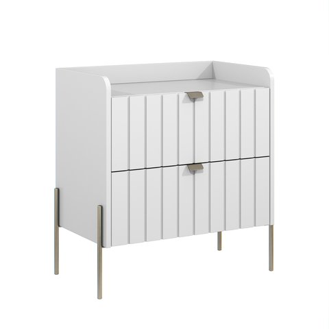 Mesa de Cabeceira Branca Moderna Moriah 60cm Alto Padrão:champagne/branco