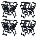 Ver imagem 1 de Kit 4 Jogos De Mesa Bistrô De Madeira Com 4 Cadeiras Dobravel Preto - Preto