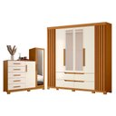 Ver imagem 1 de Guarda Roupa Casal Doble com Espelho 06 Portas e Cômoda New Master 02 Portas e 05 Gavetas Cinamomo
